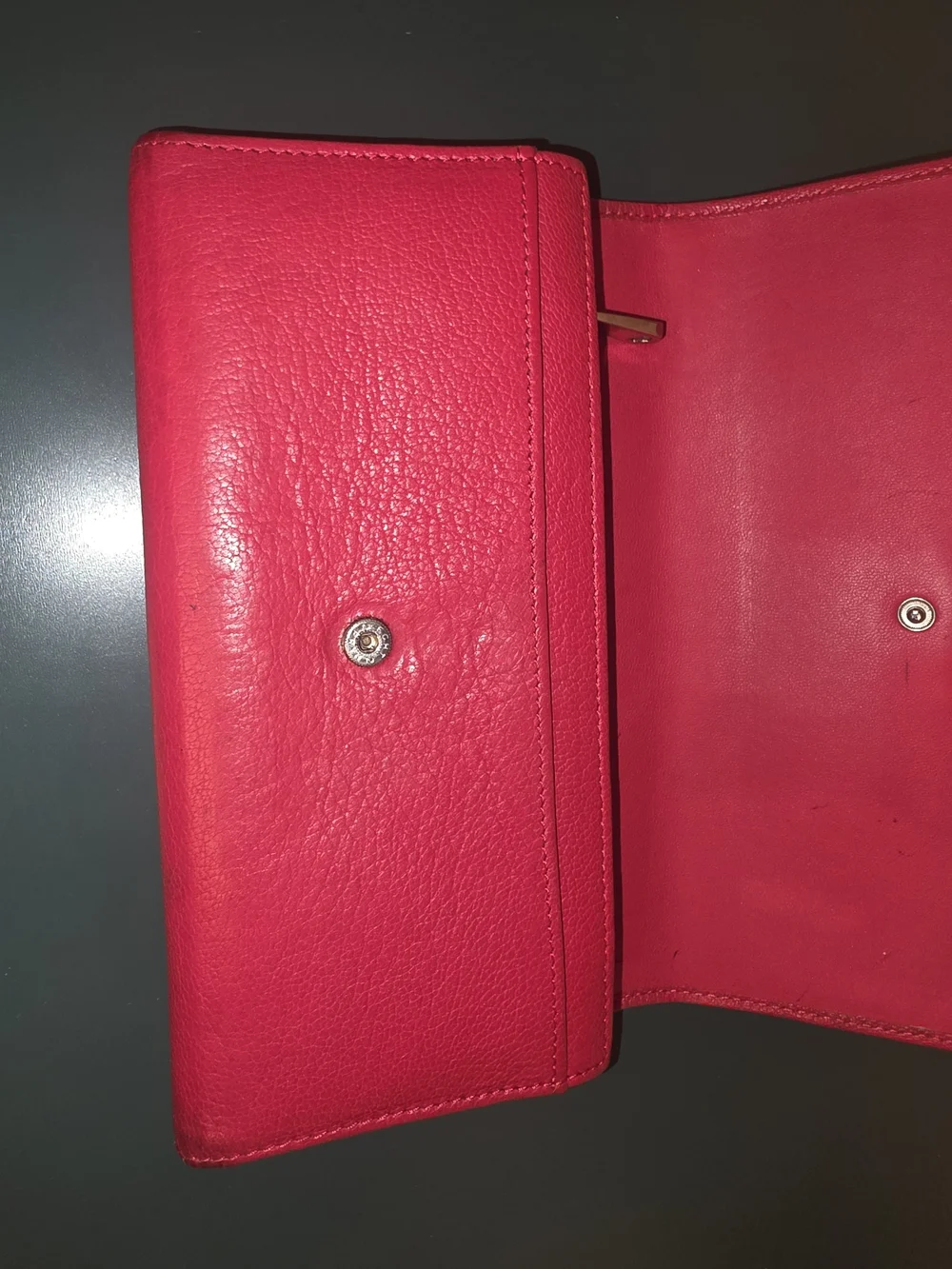 Red Leather Wallet with Logo Plaque